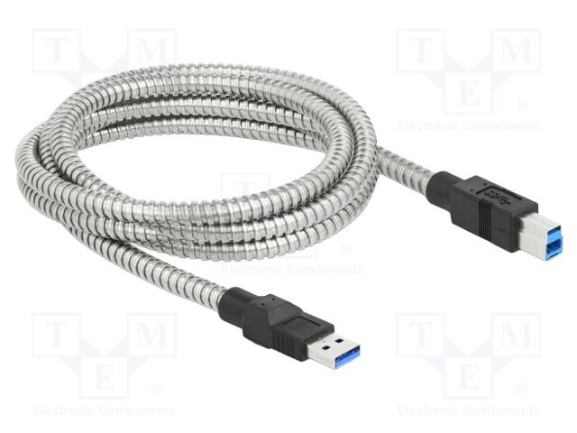 Cable; USB A plug,USB B plug; 2m; silver; 24AWG,28AWG; 5Gbps