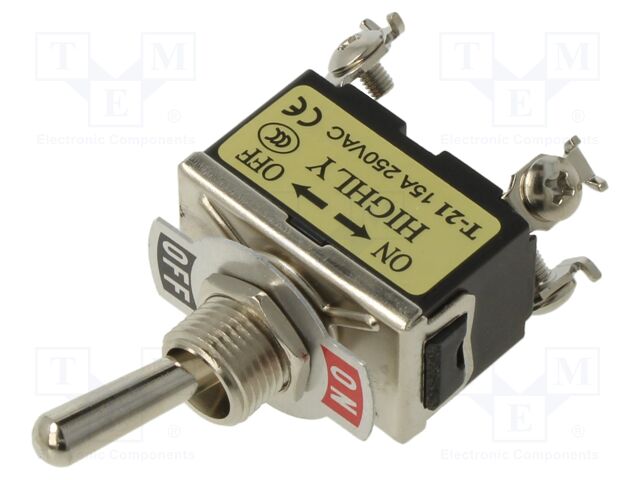 Switch: toggle; Pos: 2; DPST; OFF-ON; 15A/250VAC; Leads: screw; IP40
