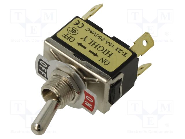 Switch: toggle; Pos: 2; DPST; OFF-ON; 15A/250VAC; Leads: connectors