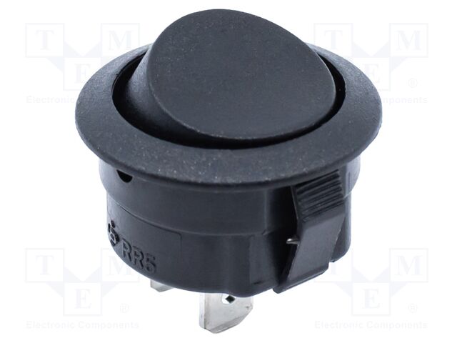 ROCKER; SPST-NO; Pos: 2; OFF-ON; 12A/250VAC; black; none; Body: black