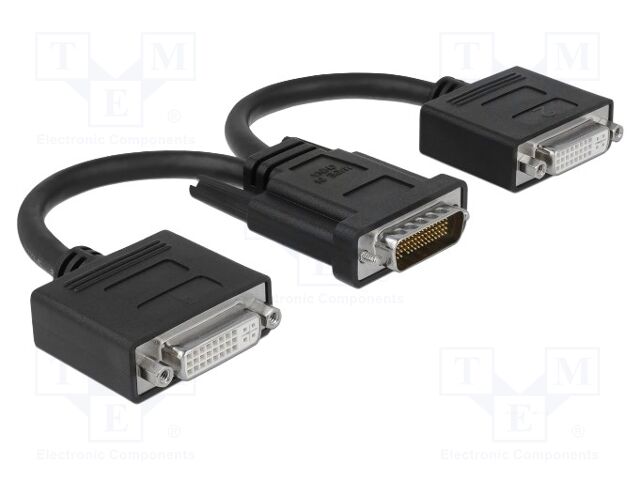 Adapter; DMS-59 plug,DVI-I (24+5) socket x2; 0.2m; black; black