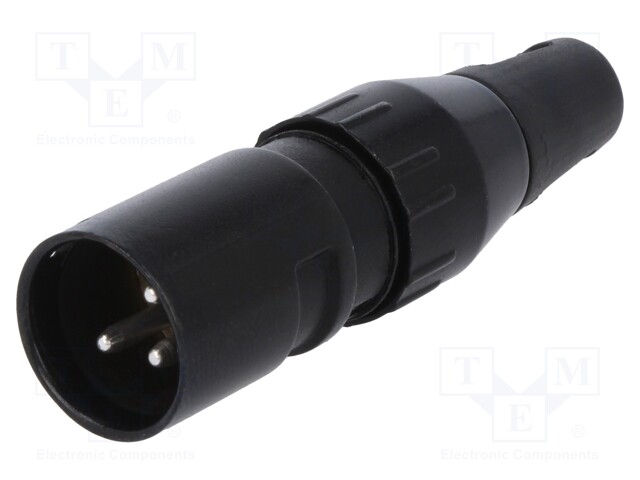 Plug; XLR; male; PIN: 3; straight; for cable; soldering; 50V; 15A