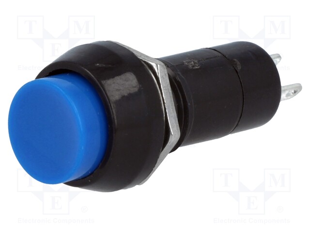 Switch: push-button; Pos: 2; SPST-NO; 1A/250VAC; blue; Illumin: none