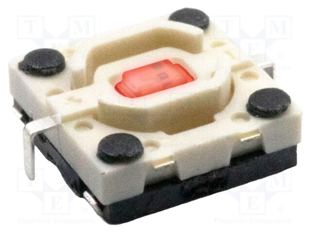 Microswitch TACT; SPST-NO; Pos: 2; 0.05A/12VDC; SMT; LED; red; 1.6N