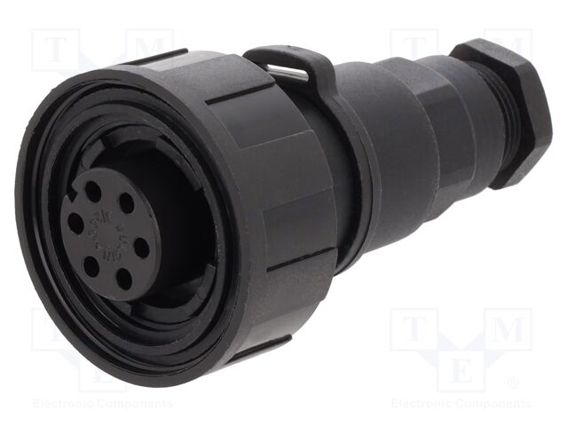 Connector: circular; plug; female; PIN: 6; 5A; 277V; IP68,IP69K