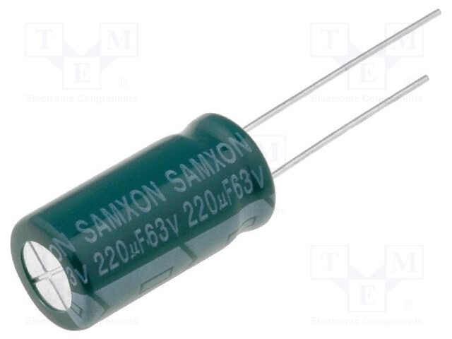 Capacitor: electrolytic; low impedance; THT; 220uF; 63VDC; ±20%