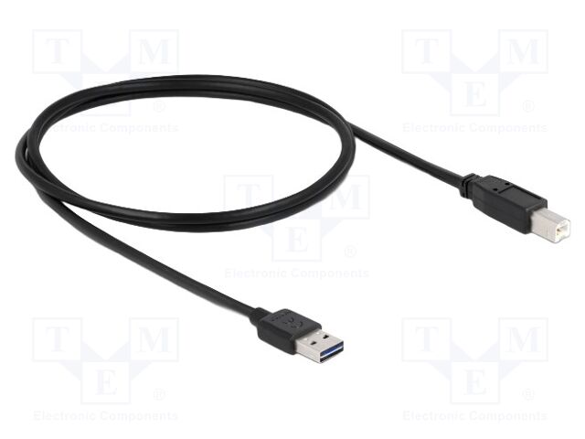 Cable; USB 2.0; USB A plug double sided,USB B plug; 1m; black