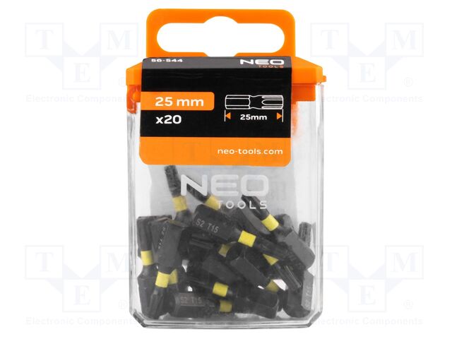 Kit: screwdriver bits; Torx®; 25mm; TX15; impact; 20pcs.