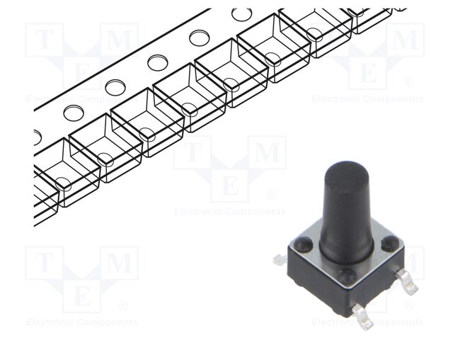 Microswitch TACT; SPST; Pos: 2; 0.05A/12VDC; SMT; 1.57N; 6x6x3.5mm