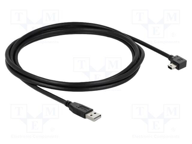 Cable; USB 2.0; USB A plug,USB B mini plug 90° left/right; 2m