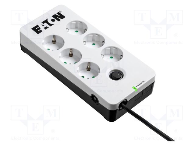 Plug socket strip: protective; Sockets: 6; 250VAC; 10A; IP20