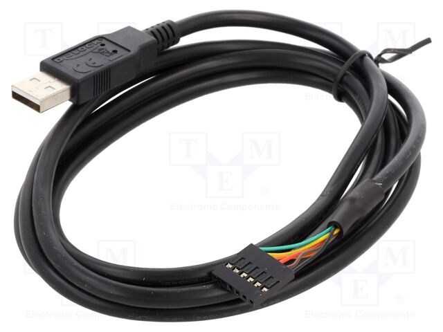 Cable; USB 2.0; USB A plug,6pin pin header; 1.8m; 26AWG; black