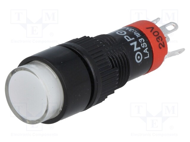 Switch: push-button; Pos: 2; SPDT; 0.5A/250VAC; 1A/24VDC; white