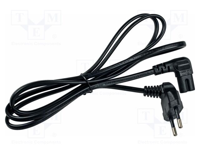 Mains; 2x0.75mm2; without earthing; PVC; black; 5m; 2.5A