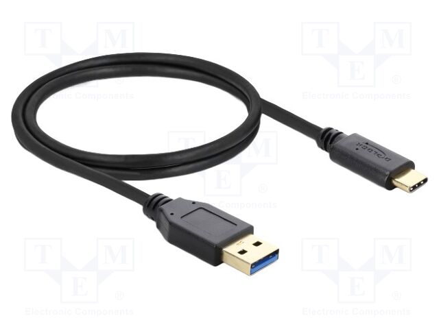 Cable; USB A plug,USB C plug; 1m; black; 22AWG,30AWG; 10Gbps