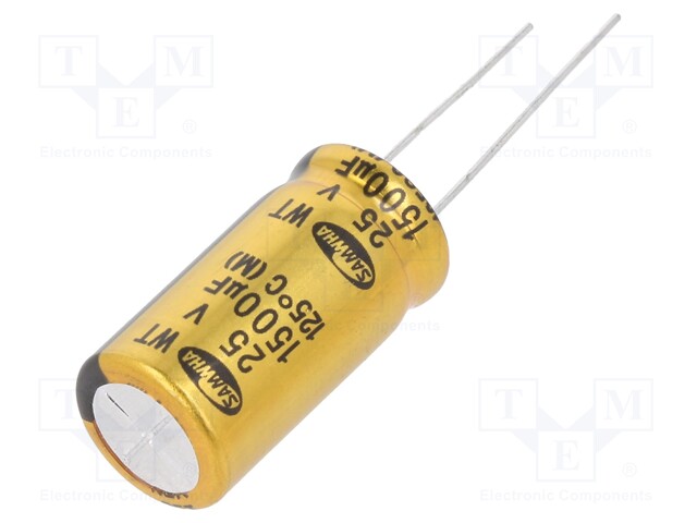 Capacitor: electrolytic; THT; 1500uF; 25VDC; Ø12.5x25mm; ±20%