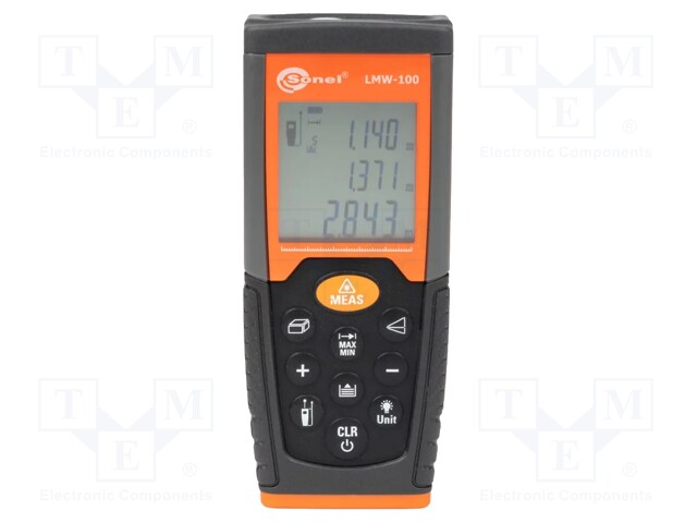 Distance meter; LCD 5 digits,with a backlit,segment; 0,05÷100m