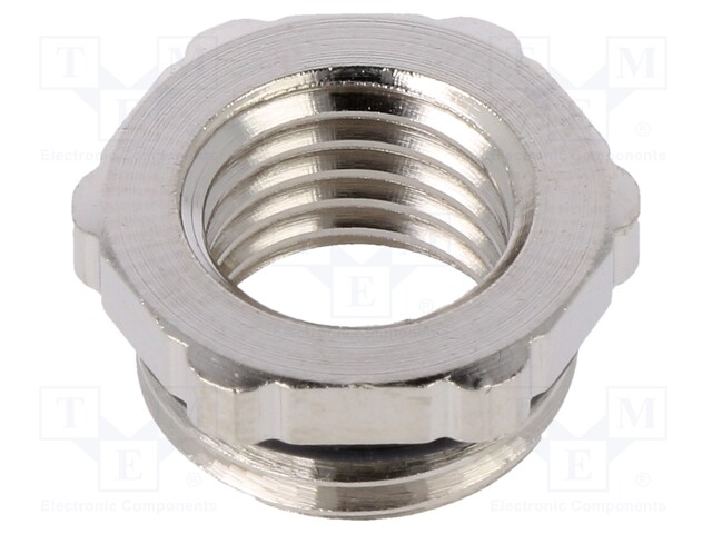 Reduction of threads for glands; Int.thread: M12; brass; nickel