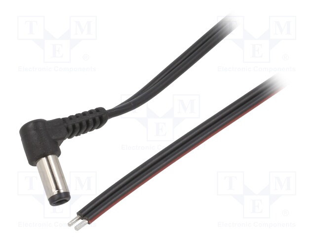 Cable; wires,DC 5,5/2,5 plug; angled; 0.75mm2; black; 1.5m
