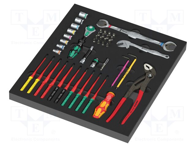 Tools set: general purpose; in a foam tray; tool trolley; 45pcs.