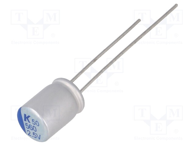 Capacitor: polymer; 560uF; 2.5VDC; ESR: 20mΩ; A750; THT; ±20%; 2000h