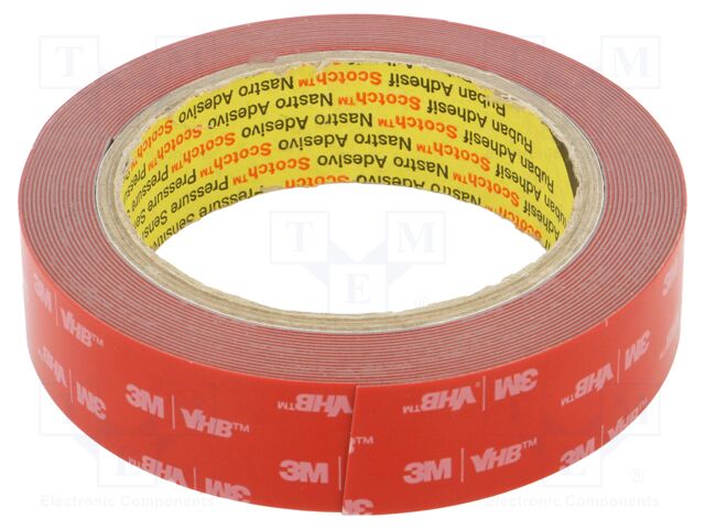 Tape: fixing; W: 25mm; L: 5.5m; Thk: 0.6mm; acrylic; grey; 36N/cm