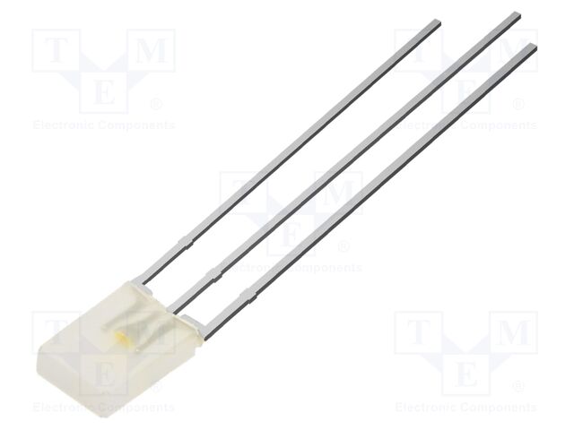 LED; white warm,red; rectangular; 2x5x7mm; bicolour; 330mcd; 120°