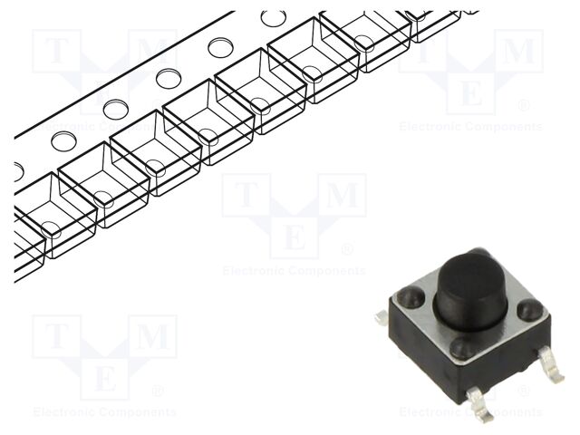 Microswitch TACT; SPST; Pos: 2; 0.05A/12VDC; SMT; 2.45N; 6x6x3.5mm