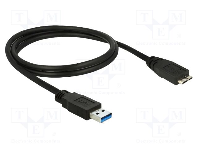 Cable; USB A plug,USB B micro plug; gold-plated; 1m; black; Cu