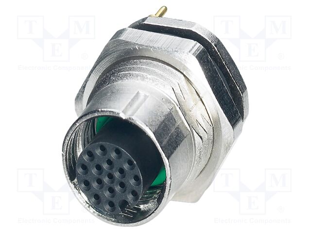 Connector: M12; socket; PIN: 17; female; 30V; straight; THT; A code