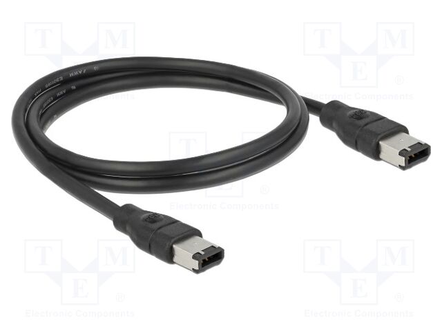 Cable; FireWire 6pin plug,both sides; 1m; black; Øcable: 6mm