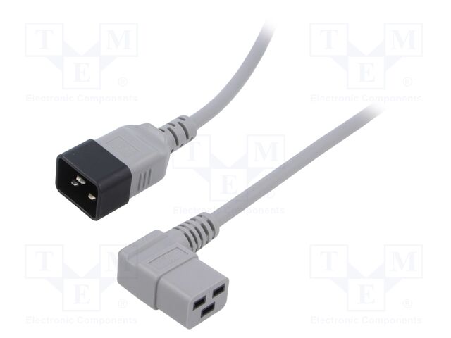 Cable; 3x1.5mm2; IEC C19 female angled,IEC C20 male; PVC; 5m