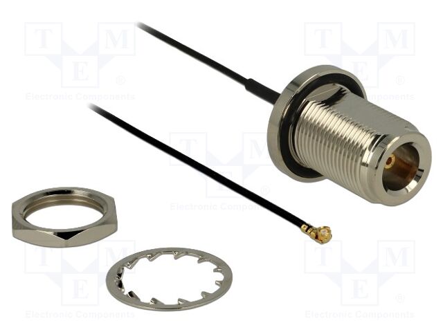 Cable; 130mm; IPEX MHF 1,N female; black; Øcable: 1.37mm; 50Ω