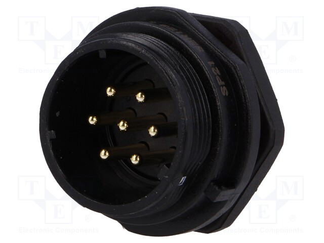 Socket; male; SP21; PIN: 7; IP68; soldering; 500V; 1.5mm2; 15A