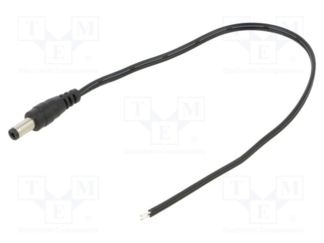 Cable; 2x0.5mm2; DC 5,5/2,5 plug; straight; black-gray,black