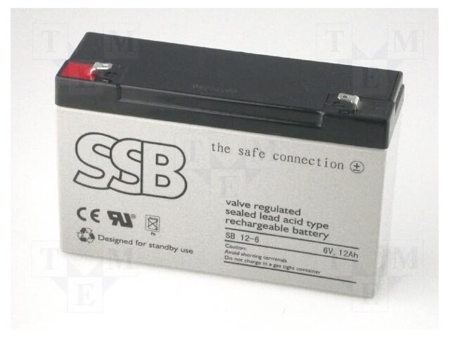 Re-battery: acid-lead; 6V; 12Ah; AGM; maintenance-free