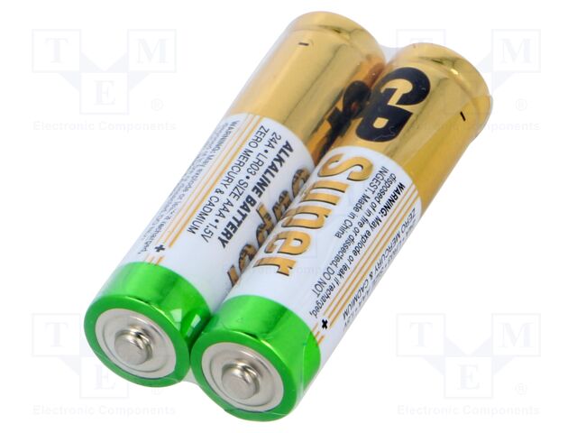 Battery: alkaline; 1.5V; AAA; SUPER; Batt.no: 2; non-rechargeable