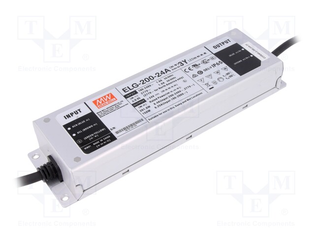 Power supply: switched-mode; LED; 201.6W; 24VDC; 21.6÷26.4VDC