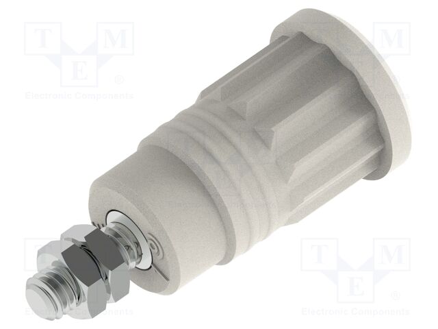 Connector: 4mm banana; socket; 36A; white; nickel plated; M4; 34mm