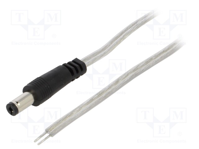 Cable; wires,DC 5,5/2,1 plug; straight; 0.5mm2; transparent; 1.5m