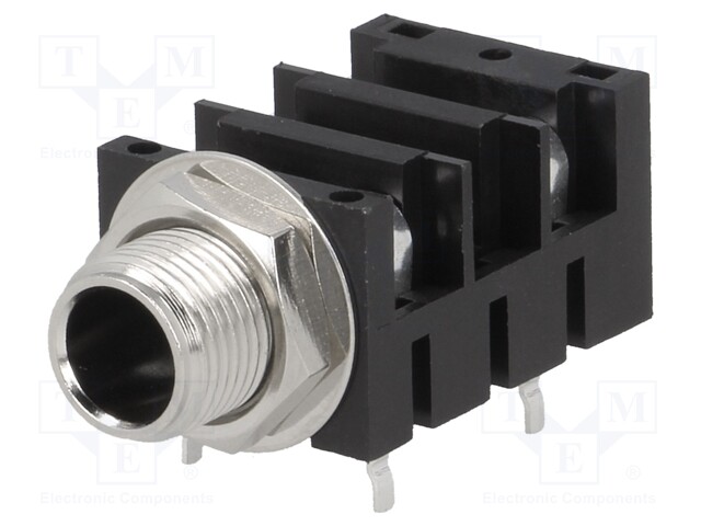 Socket; Jack 6,35mm; female; mono; with double switch; angled 90°