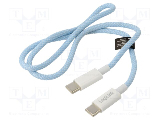 Cable; USB 2.0; USB C plug,both sides; 500mm; blue; 480Mbps; 60W