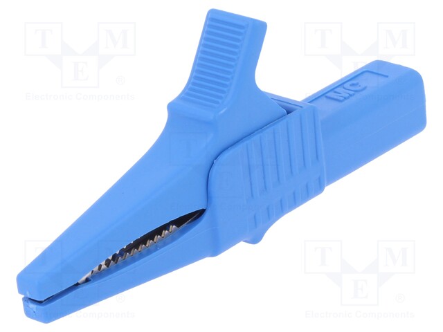 Crocodile clip; 32A; 1kVDC; blue; Grip capac: max.20mm