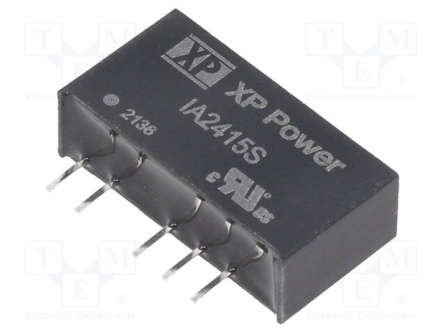 Isolated Board Mount DC/DC Converter, ITE, 2 Output, 1 W, 15 V, 33 mA, -15 V