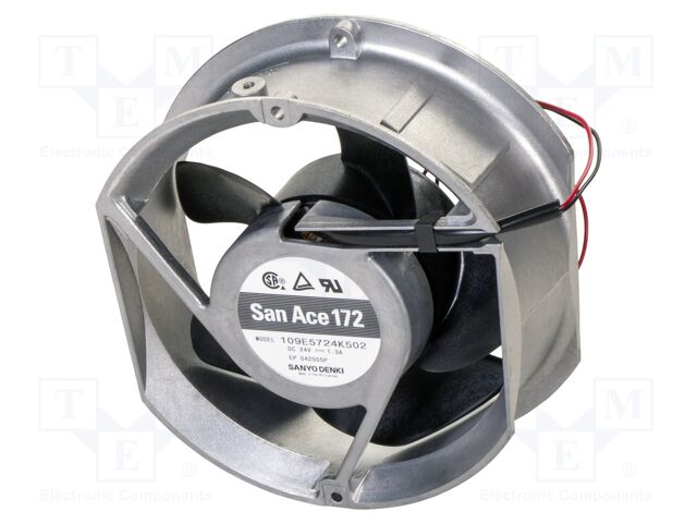 Axial Fan, 24 VDC, DC, 172 mm, 51 mm, 300 cu.ft/min, 8.5 m³/min