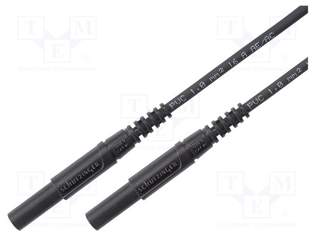Test lead; PVC; 1m; black; 16A; Cond.cross sec: 1mm2
