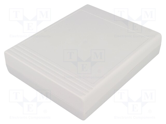 Enclosure: desktop; X: 119mm; Y: 143mm; Z: 27mm; polystyrene; grey
