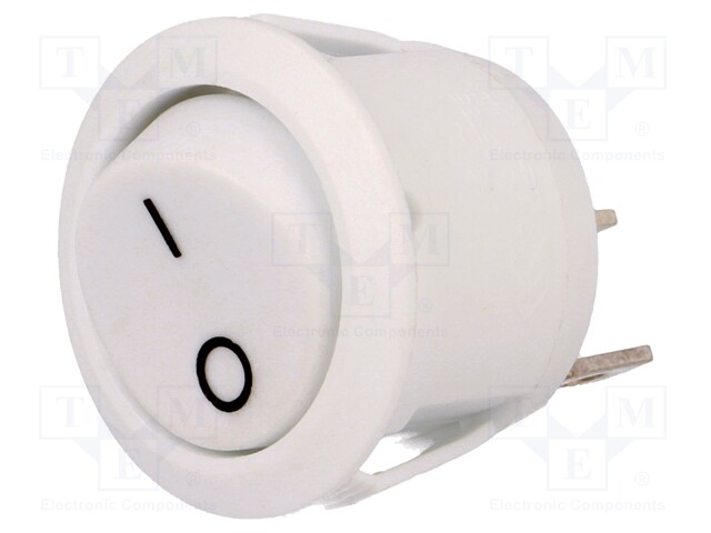 ROCKER; SPST; Pos: 2; OFF-(ON); 10A/250VAC; white; none; 50mΩ