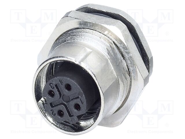 Connector: M12; socket; PIN: 4; female; 250V; straight; THT; D code