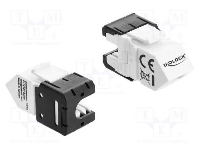 RJ45 module; Keystone,angled; RJ45 socket; white,black; Cat 6a